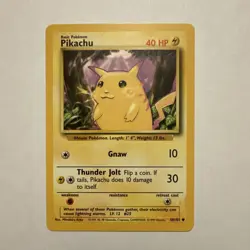 Pokemon TCG Pikachu 58/102 Yellow Cheeks Base Set 40 HP WOTC 1999 LP - NM - Image 1