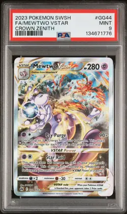 2023 POKEMON SWORD & SHIELD CROWN ZENITH #GG44 FULL ART/MEWTWO VSTAR PSA 9 - Image 1