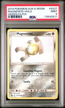 Magnemite-Holo Hidden Fates PSA 9 2019 Pokemon Sun & Moon Hidden Fates #SV27 - Image 1