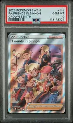 2023 POKEMON SWORD & SHIELD CROWN ZENITH #149 FULL ART/FRIENDS IN SINNOH PSA 10 - Image 1