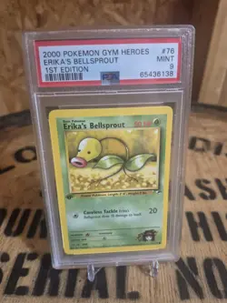 Pokemon TCG Erika's Bellsprout Gym Heroes 76/132 1st Edition PSA 9 (2000) - Image 1