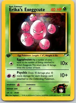 Erika's Exeggcute 77/132 1st Edition Common Gym Heroes Pokemon LP 2000 WOTC - Image 1