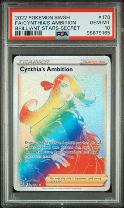 2022 POKEMON SWORD & SHIELD BRILLIANT STARS FULL ART/CYNTHIA'S AMBITION PSA 10 - Image 1