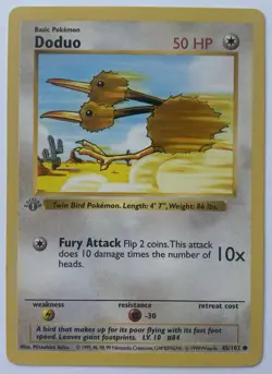 Doduo 048/102 1st Edition Shadowless Base Set WOTC Vintage Pokemon TCG - Image 1