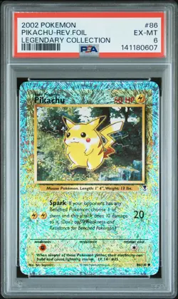 2002 POKEMON LEGENDARY COLLECTION #86 PIKACHU-REVERSE FOIL PSA 6 - Image 1
