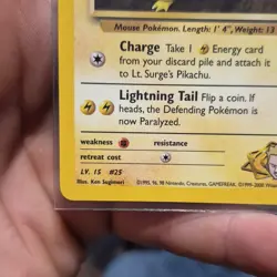 Pokemon Lt. Surge's Pikachu Common Regular Gym Heroes 81/132 2000 HP 50 - Image 5