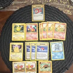Pokemon TCG Base Set 15 Card Lot Wizards Pikachu Charmander Charmeleon Poliwhirl - Image 1