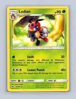 Ledian 10/147 Rare Burning Shadows Pokemon Lightly Played - Image 1