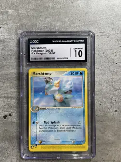 Pokemon Marshtomp CGC 10 Gem Mint, e-Reader EX Dragon 36/97, 2003 (1) - Image 1