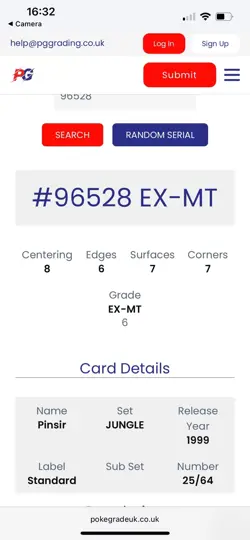 Pinsir - Jungle 25/64 - Rare Vintage Pokemon 1999 WOTC PG Graded 6 EX-MT - Image 3