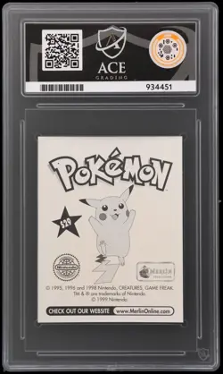 Pokemon Ash & Pikachu S29 Prism Gold ACE 9 Graded Pokemon Merlin Sticker 1999 - Image 2