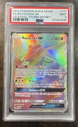 2018 Pokemon Sun & Moon Celestial Storm Rayquaza GX 177/168 PSA 9 - Image 1