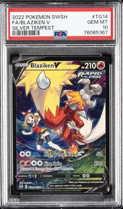 2022 POKEMON SWORD & SHIELD SILVER TEMPEST #TG14 FULL ART/BLAZIKEN V PSA 10 - Image 1