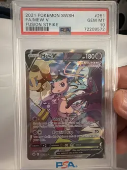 2021 POKEMON SWORD & SHIELD FUSION STRIKE #251 FULL ART/MEW V PSA 10🔥📈 - Image 1