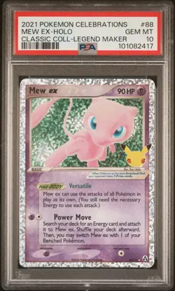 Pokemon Mew ex 88/102 Celebrations Classic Collection Holo PSA 10 Legend Maker - Image 1
