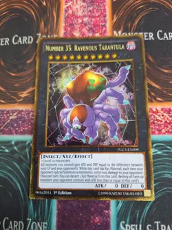 Yugioh Number 35: Ravenous Tarantula PGL3-EN009 Gold Secret Rare 1st Edition NM - Image 1