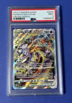 2023 Pokemon SWSH FA/MewTwo VStar Crown Zenith #GG44 PSA 9 MINT - Image 1