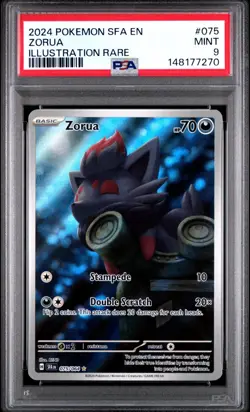 Pokemon 2024 Shrouded Fable Zorua 075/064 Illustration Rare Holo PSA 9 Mint - Image 1