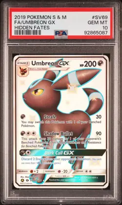 2019 POKEMON SUN & MOON HIDDEN FATES #SV69 FULL ART/UMBREON GX PSA 10 - Image 1
