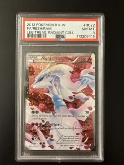 2013 Pokemon Black And White Reshiram Leg. Treas. Radiant Collection PSA 8 MN-MT - Image 1