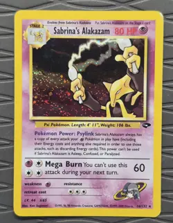 Sabrina's Alakazam 16/132 Gym Challenge Holo Pokemon Card MP - Image 1