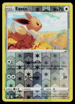 Pokemon Card Evolving Skies Eevee 125/203 Common Reverse Holo - Image 1