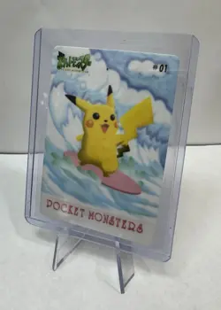 1998 Bandai Japanese “Pocket Monsters” Card #01 – Surfing Pikachu - Image 3