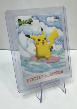 1998 Bandai Japanese “Pocket Monsters” Card #01 – Surfing Pikachu - Image 4