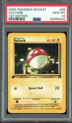 PSA 10 Voltorb 1st Edition Team Rocket 69/82 Pokemon Card - Image 1