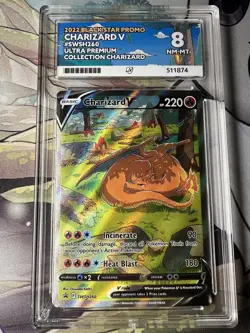 ACE 8 Pokemon TCG Charizard v SWSH260 Black Star Promos Matching Label UPC - Image 1