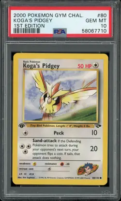 PSA 10 Koga's Pidgey 1st Edition Gym Challenge 80/132 Pokemon Card - Image 1