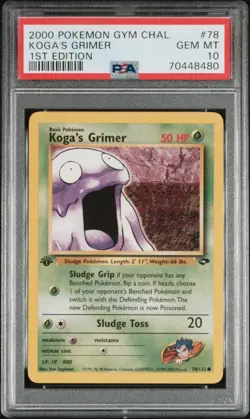 PSA 10 Koga'S Grimer 1st Edition Gym Challenge 78/132 1st Edition Pokemon Card - Image 1