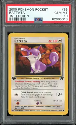 PSA 10 Rattata 1st Edition Team Rocket 66/82 Pokemon Card - Image 1