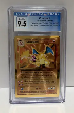 Pokemon Charizard Celebrations Ultra-Premium Classic Gold Metal Promo #4 CGC 9.5 - Image 4