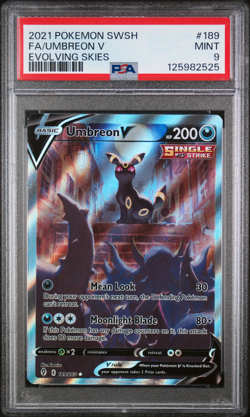 2021 POKEMON SWORD & SHIELD EVOLVING SKIES #189 FULL ART/UMBREON V PSA 9 - Image 1
