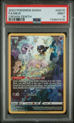 2023 POKEMON SWORD & SHIELD CROWN ZENITH #GG10 FULL ART/MEW PSA 9 - Image 1