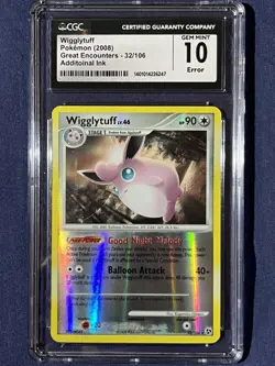 Pokemon CGC 10 GEM MINT Great Encounters Wigglytuff 32/106 ERROR Reverse Holo - Image 1