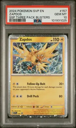 Zapdos - PSA 10 - Surging Sparks Blister Promo SVP 157 Cosmos Holo Pokemon Card - Image 1