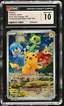 Pokemon GRADED Pikachu 027 Paldea Evolved ETB Black Star Promo 10 CGC ENGLISH - Image 1