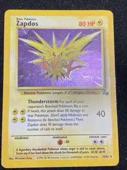 Pokemon Zapdos 15/62 Foil Edition Played Nice Holo Rare ERROR Fossil Misprint P1 - Image 1
