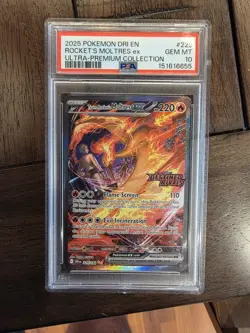 PSA 10 Team Rocket's Moltres ex 229/182 Pokemon Destined Rivals UPC Stamped 2025 - Image 1