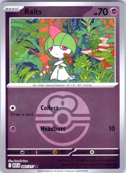 RALTS (LOVE BALL) 087/217 ME: ASCENDED HEROES POKEMON REVERSE HOLO NM/M - Image 1
