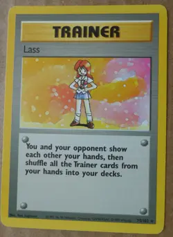 Lass 75/102 Rare Non-Holo Base Set Pokemon Trainer Card LP - Image 1