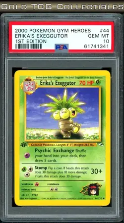 PSA 10 ⭐ Pokemon Erika's Exeggutor 44 1st Edition Gym Heroes Vintage Non-Holo - Image 1
