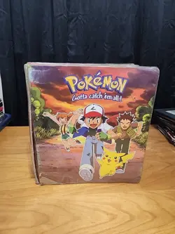 Vintage 1999 Pokemon 3 Ring Card Binder Nintendo Pikachu Ash *Damaged* - Image 1