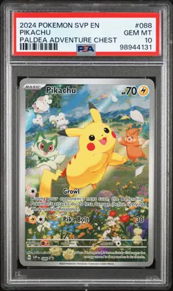 2024 POKEMON SVP EN-SV BLACK STAR PROMO PALDEA ADVENTURE CHEST PIKACHU PSA 10 - Image 1