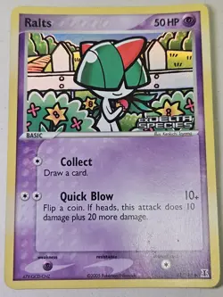 Ralts 81/113 Pokemon Delta Species Reverse Holo Stamped 2005 HP DMG - Image 1