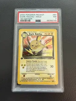 2000 Pokemon Dark Raichu Holo 1st Edition Team Rocket 83/82 PSA 7 NM - Image 1