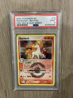 2004 POKEMON EX FIRE RED & LEAF GREEN #13 RAPIDASH-REVERSE FOIL PSA 9 - Image 1