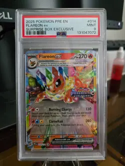 2025 Pokemon Prismatic Evolutions Flareon ex Stamped 014/131 PSA 9 - Image 3